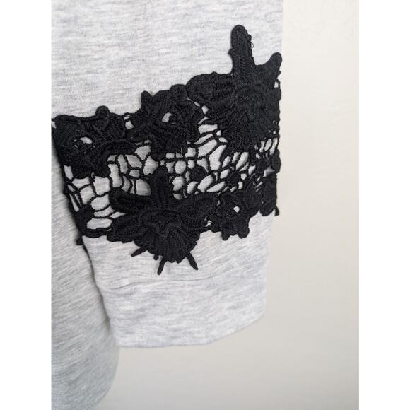 Lane Bryant Livi Active Grey Tunic Length Knit Top Black Applique Detail - Picture 6 of 6